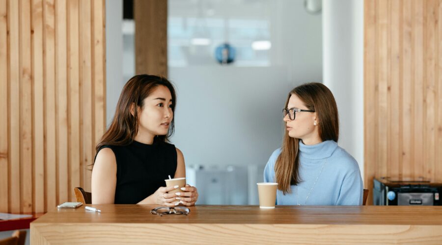 Women during an annual performance review.